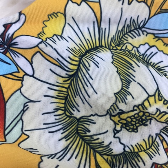 ZAFUL Floral Tie Front Bra Swimwear - Yellow S - Picture 6 of 9